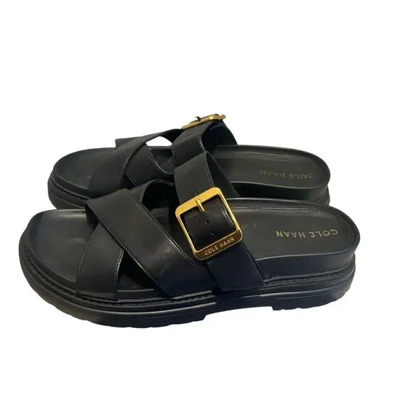 Cole Haan Freya Black Leather Slide Sandals, Women's Size 9.5 B New! - Picture 3 of 6